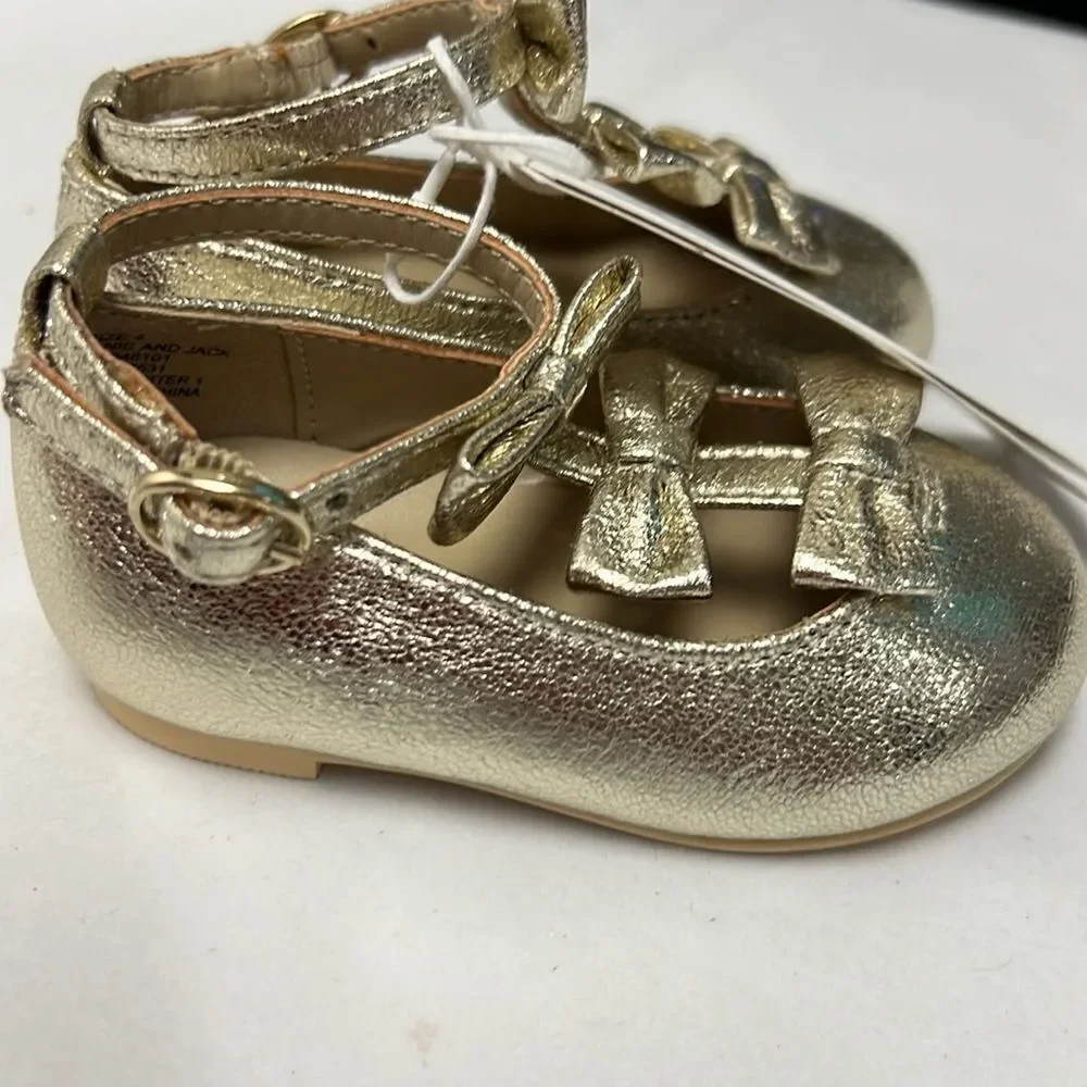 Janie and Jack 100048101 Collections Metallic Bow Ballet Flat NWT size 4